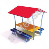Стол со скамьями и навесом  - Группа компаний Свежий Ветер